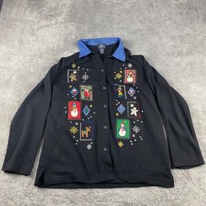 Designers Originals Cardigan Womens Medium Black Ugly Christmas Sweater‎